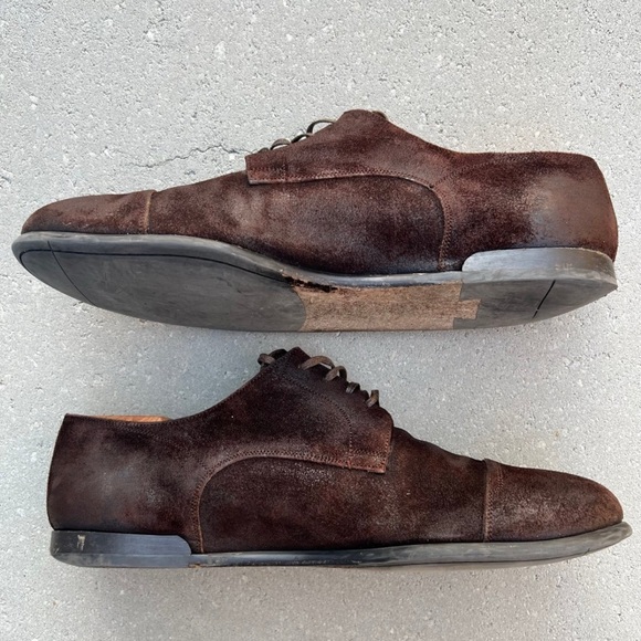 Vintage Dolce & Gabbana Men's Suede Cap Toe Derby Dress Shoes US 8 Made in Italy - Picture 2 of 8